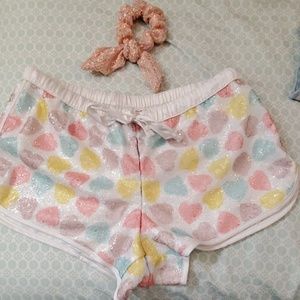 VS SEQUIN SLEEP SHORTS W/MATCHING SCRUNCHIE